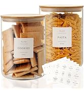 CZZGSM Set of 2 Large Glass Flour and Sugar Containers - 100 Fl oz Thicken Glass Storage Jars wit...