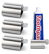 LOVEINUSA Toothpaste Squeezer Tube Roller, 3PCS Stainless Steel Tube Wringer Roller Seat Holder S...