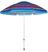 Abba Patio 7ft Beach Umbrella with Adjustable Tilt, UPF 30+ Protection, Carry Bag, Heavy Duty Out...