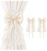 VIS'V Curtain Tiebacks, French Silky Bow Curtain Holdbacks, Beige, 2 Pcs