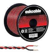 Askcable 18 Gauge 100 Feet Speaker Wire Cable 18AWG Speaker Wire 2 Conductors Wire Extension Cord...