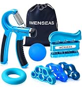 IMENSEAS Hand Grip Strengthener 7 Pack Adjustable Hand Gripper, Finger Stretcher Resistance Exten...