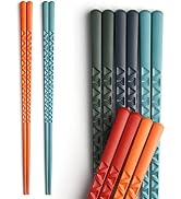 YFWOOD 5 Pairs Fiberglass Chopsticks - Reusable Multicolor, Non-Slip, Japanese Style, Dishwasher ...