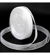 Ribbon for Gifts Wrapping, 5/8 inch 50Yard Sheer Organza Tulle Ribbon (White)