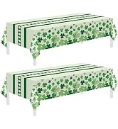 Childom 2 Pack St Patricks Day Tablecloth,St Patricks Day Decorations 54" x 108" Disposable Plast...