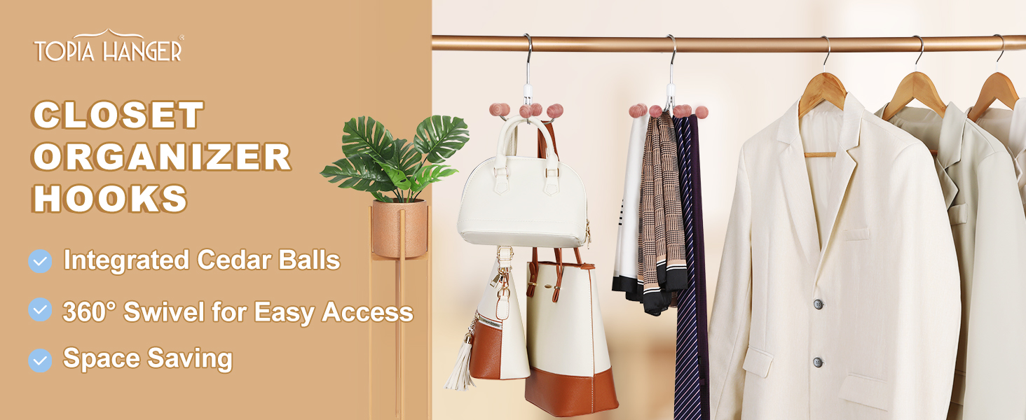 Closet Organizer Hooks with Cedar Ball