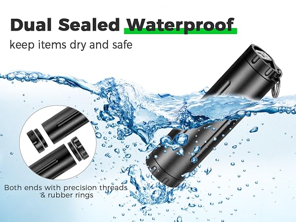 Both ends with precision threads & rubber rings, keep pills dry and safe.