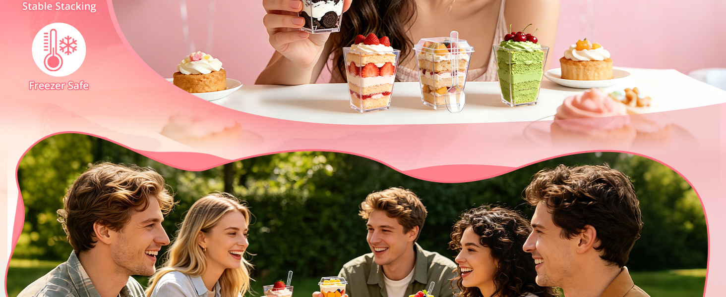5oz Plastic Dessert Cups with Lids and Spoons