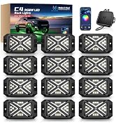 MICTUNING C4 RGBW Rock Lights Kit, 12 Pods 360° Ultra-Bright 4-Sided Wide Beam Angle Underglow Ne...