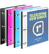 WOT I 4PCS Telescoping 3 Ring Binder 1 Inch, Expandable Flexible Binder - Patented Design for Eas...