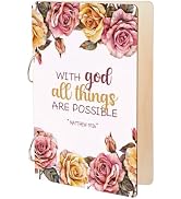 SUPERDANT With God All Things Are Possible Greeting Card Holder Organizer Wooden Card Keeper Bind...