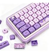 YMKPVR Magic Bunny Keycaps Set,139 Keys KOA Profile Dye-Sublimation Purple Anime Keycaps with 7U/...