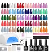 Beetles Gel Nail Polish Kit with U V Light -54 Pcs Gel Nail Kit Four Seasons Glow 32 Colors Set w...