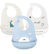 YINGJEE Baby Bibs Silicone Feeding Bibs, Baby Bibs Silicone Bibs 3pcs for Feeding and Adjustable ...