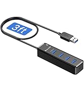 SmartQ 4-Port USB 3.0 Hub with 3-Foot Extension Cable, Compatible with Laptops, Windows PCs, Mac,...