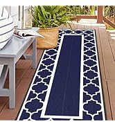 GENIMO 2.5' x 8' Outdoor Rug Waterproof for Patio Decor, Foldable Reversible Plastic Straw Area R...
