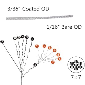 7x7 strands core 304 stainless steel