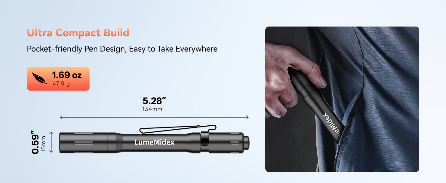 Pen Light, Pocket EDC Flashlight, Rechargeable, LED Pen Flashlight, Waterproof Flash Light