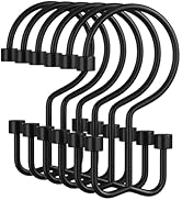 Amazer Black Shower Curtain Hooks, 12PCS Minimalist Simple Double Shower Curtain Rings, Rust-Resi...