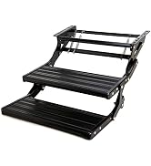 Homeon Wheels RV Steps Foldable Drop Down Double Manual Steps, One-Hand Expand or Collapse Anti-S...
