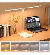 Ddlisu LED Desk Lamp with USB Charging Port, 5 Color Modes 10 Brightness, Dual Swing Arm Dimmable...