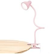LiFMIRA Pink Small Desk Lamp Clip on Reading Light for Bed 3 Colors 10 Brightness Dimmable Flexib...