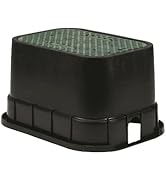 Rain Bird CPVBSTD Professional Series 12" Rectangular Sprinkler Valve Box, Black with Green Lid, ...