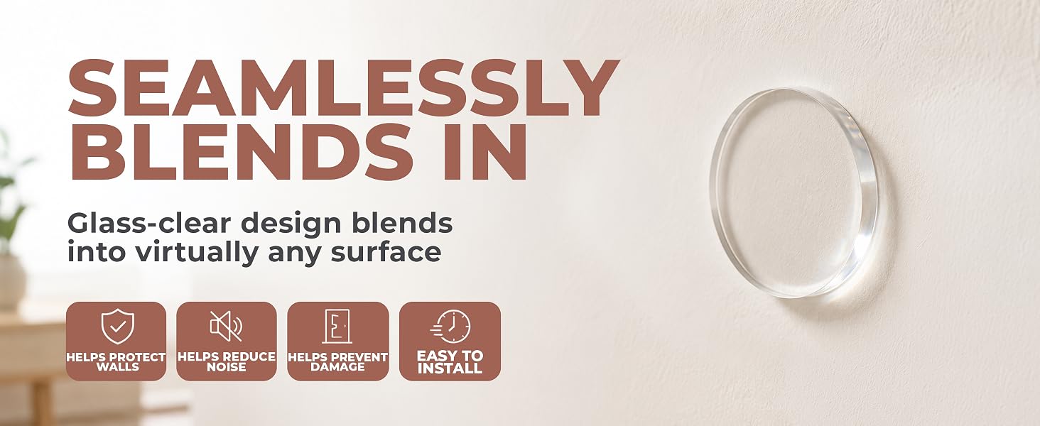 Glass-clear wall bumper seamlessly blends into any surface, protects walls from impact pared