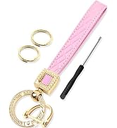 GABOX Extended Wristlet Keychain for Women Rhinestone Ring Carabiner & Horseshoe Clasp for Car Ke...