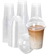 Lullaby 200Pack 16oz Clear Plastic Cups with Dome Lids, Disposable Smoothies Cups Suitable for Ic...