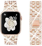 Dsytom Bing Band Compatible with Apple Watch Band 38mm 40mm 41mm,Jewelry Replacement Metal Wristb...