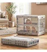 ZOMISIA Collapsible Dog Crate for Dogs - 28" L Heavy Duty Dog Kennel No Tools Required with 4 Sid...