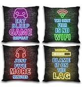 Undergo Gamer Gifts for Teenage Boys, Neon Gaming Throw Pillow Cases, Gaming Room Throw Pillow Ca...