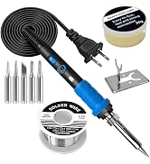 FUMEIYI 908B Blue 60W Soldering Iron Kit, Adjustable Temperature Soldering Tool with 5 Interchang...