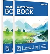 Hapikalor 9"x12" Watercolor Paper Pad, 2-Pack, 140lb/300gsm Artist Painting Drawing Paper Book, A...