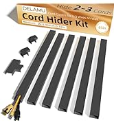 Delamu Black Cord Hider, 85in Cord Covers for 2-3 Wires on Wall, Self-Adhesive Cable Hider, Wire ...