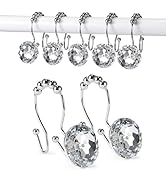 Goowin Shower Curtain Hooks, Crystal Shower Curtain Rings, Stainless Steel Shower Curtain Hangers...