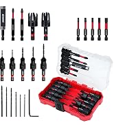 EZARC Countersink Drill Bit Set, 22 PCS Counter Sink Drill Bit with 2 Wood Plug Cutters, Magnetic...