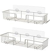 AmazerBath Shower Caddy Shelf with Hooks, No Drilling Adhesive Shower Shelf for Bathroom Storage,...