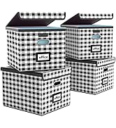 Decorative File Organizer Boxes Office Document Storage with Lids, Huolewa Linen File Storage Org...