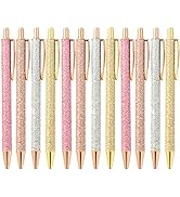 PASISIBICK 12 pcs Sparkle Writing Pens for Journaling, Metal Comfortable Retractable Pretty Ballp...