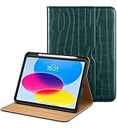 VIKESI Crocodile Case for iPad 10th Generation 2022, iPad 10.9 Inch Leather Smart Folio Cover wit...