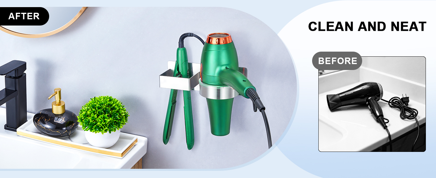 hairdryer holder rack blowdryer hanger adhesive