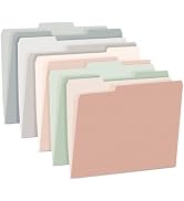 SUNEE File Folders Letter Size Pastel Colors, 100 Pack Manilla Folders 8.5 x 11 1/3-Cut Tabs, Col...
