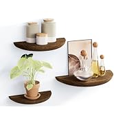 QsQueen Solid Wood Half Round Floating Wall Shelves | Elegant Floating Shelves, Elevate Your Spac...