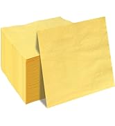 50 Pieces 3-ply Light Yellow Napkins Beverage Napkins Dessert Napkins Disposable Paper Napkins fo...