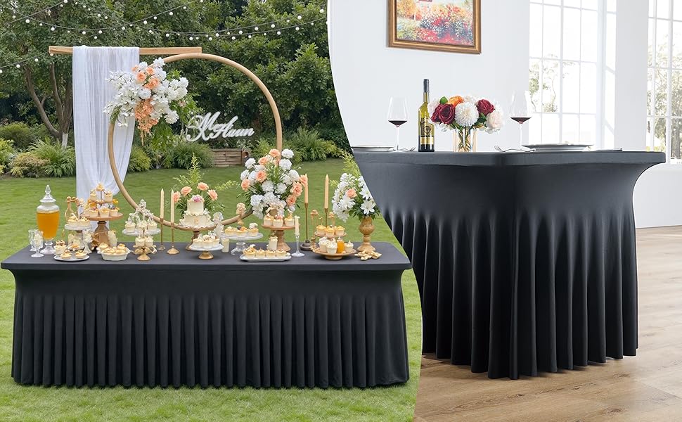 black table skirt spandex tablecloths 6ft fitted table cover 6 foot