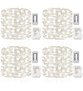 GDEALER 4 Pack Fairy Lights 16.4 Ft 50 Led Battery Operated with Remote Waterproof 8 Modes Twinkl...