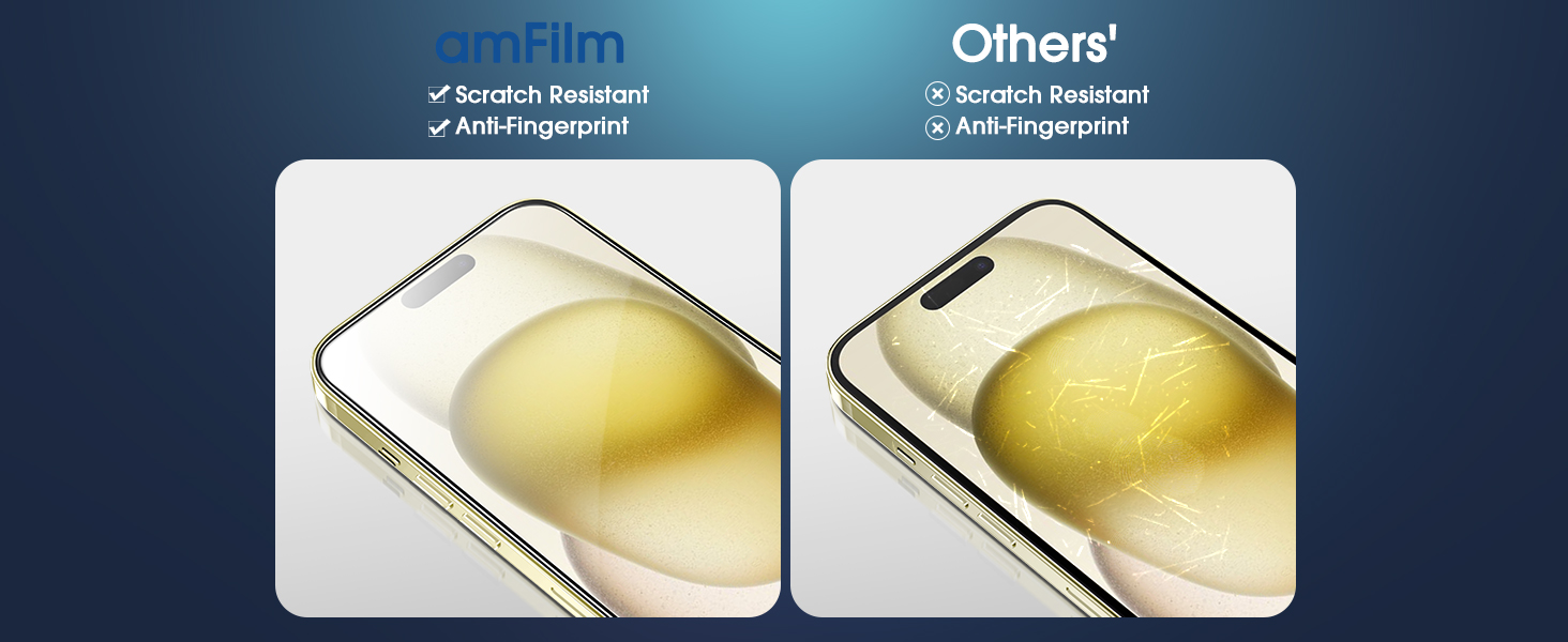amFilm OneTouch iPhone 15 6.1" Screen Protector Tempered Glass