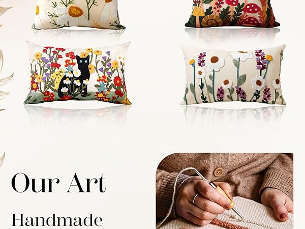 Embroidered Throw Pillow Covers